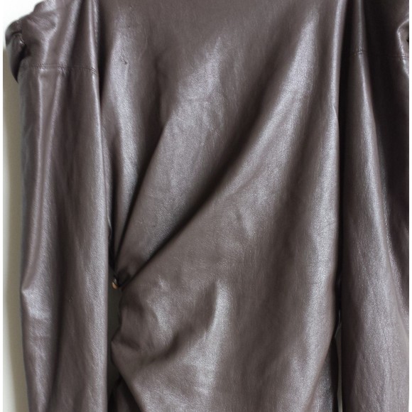 NANUSHKA Nanushka Moha Dress Faux Leather Wrap Brown Button Fit Mini V neck XS - Picture 12 of 12